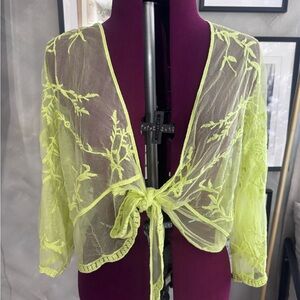 BCBGeneration Neon Green Sheer Blouse